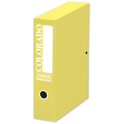 Eastlight Colorado Box File with Lock Spring 70mm Spine A4 Yellow [Pack 5]