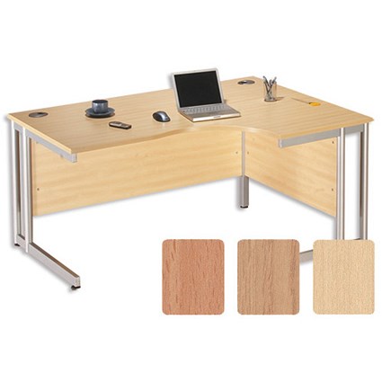 Sonix S3 1600 Cantilever Desk Radial Right-Hand with Silver Frame W1600xD1200xH730mm Oak