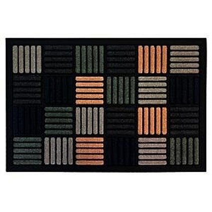 Scrape 'N' Sorb Premium Parquet Durable Nylon Pile Doormat , 600x400mm, Multicoloured