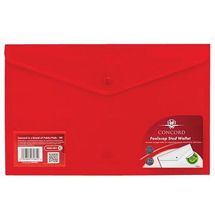 Concord Foolscap Stud Wallet Files / Translucent / Red / Pack of 5