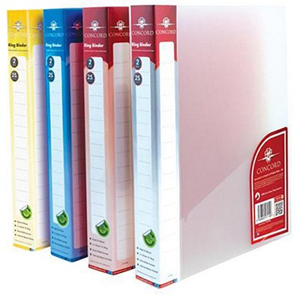 Concord Natural Ring BInder / 2 O-Ring / 40mm Spine / 25mm Capacity / A4 / Assorted / Pack of 10