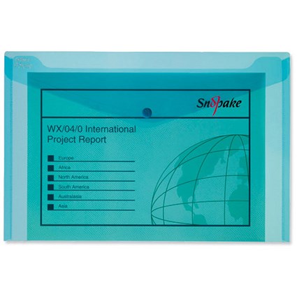 Snopake Polyfile Electra Wallet File Polypropylene Foolscap Turquoise [Pack 5]