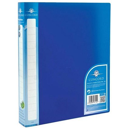 Concord Vibrant Ring Binder / 2 O-Ring / 40mm Spine / 25mm Capacity / A4 / Blue / Pack of 10