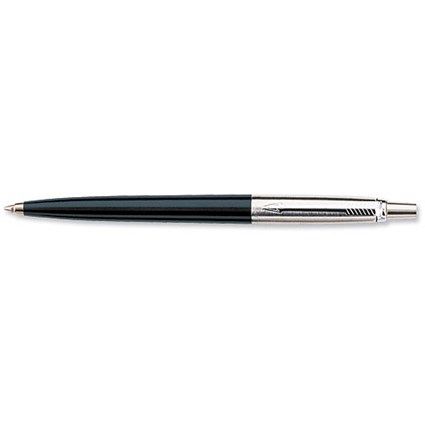 Parker Jotter Ball Pen Durable Black / Steel and Chrome Trim Line / Blue