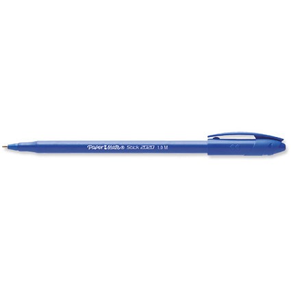 Paper Mate 2020 Stick Ball Pen Economy Medium 1.0mm Tip 0.7mm Line Blue [Pack 50]