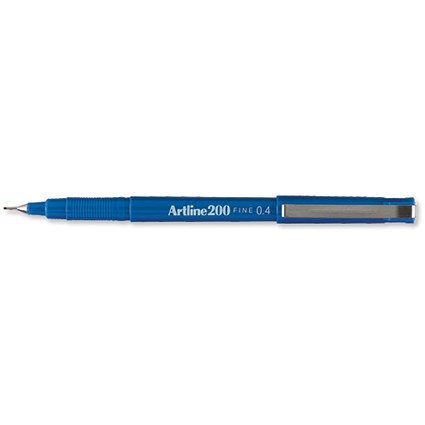 Artline 200 Fineliner Pen Water-based Ink 0.4mm Tip 0.4mm Line Blue [Pack 12]