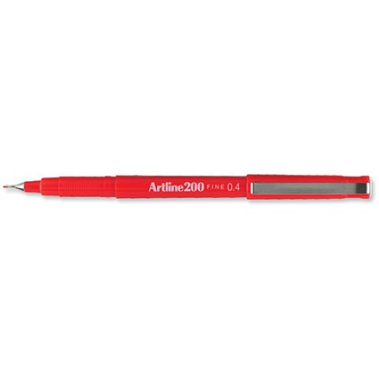 Artline 200 Fineliner Pen Water-based Ink 0.4mm Tip 0.4mm Line Red [Pack 12]