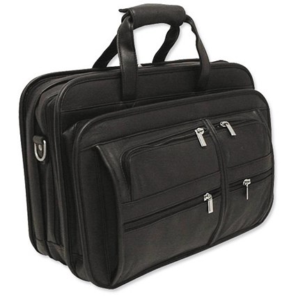 Masters Leather Business Bag with Padded Laptop Section W430xD190xH300mm Black