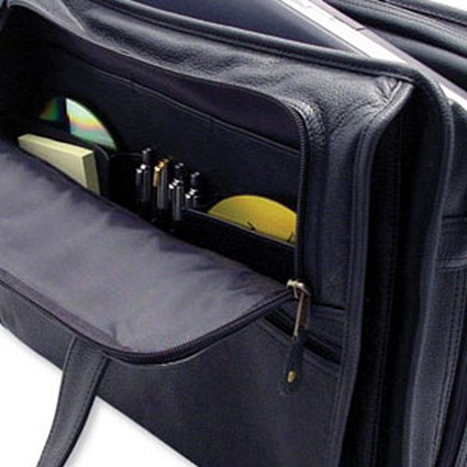 Masters Briefcase Organiser Leather with 2 Zip-around Pockets W420xD140xH300mm Black