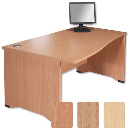 Sonix S5 1600 Panel-end Desk Wave Left-Hand W1600xD1000-800xH730mm Oak