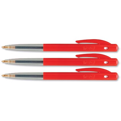 Bic M10 Clic Ball Pen Retractable 1.0mm Tip 0.3mm Line Red [Pack 50]