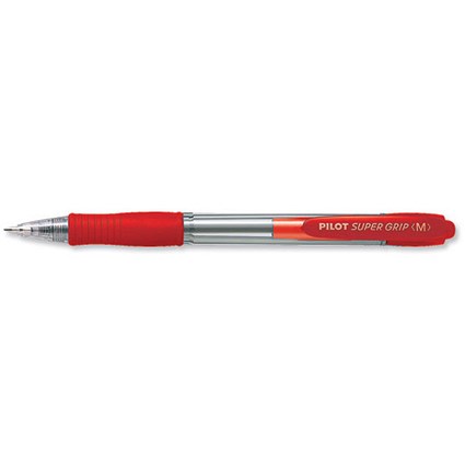 Pilot Super Grip Ball Pen Retractable 1.0mm Tip 0.4mm Line Red [Pack 12]