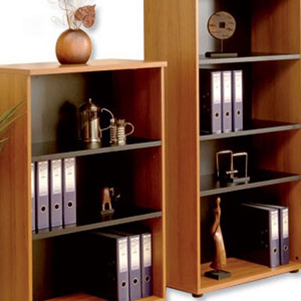 Elysium Bookcase Tall W800xD400xH1960mm Walnut with Black Trim