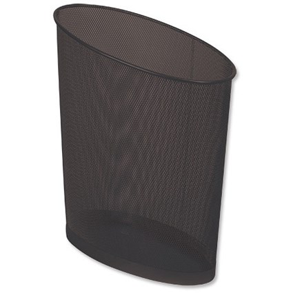 Alba Mesh Waste Bin Metal Oval Dia292xH362mm Black