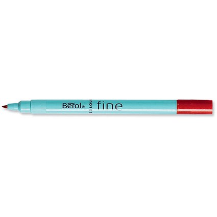 Berol Colour Fine Pen / Washable Ink / Red / Wallet of 12
