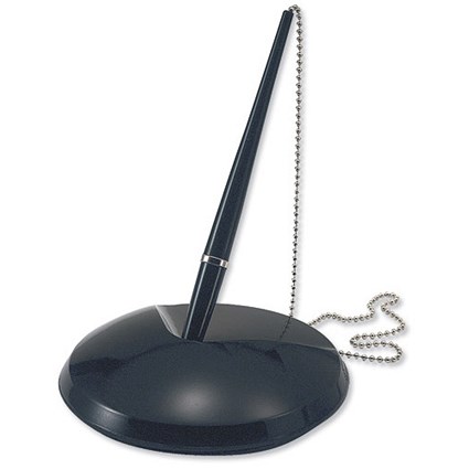 Berol Recorder Ball Pen Desk Set with Anti-wander Chain to Base Black