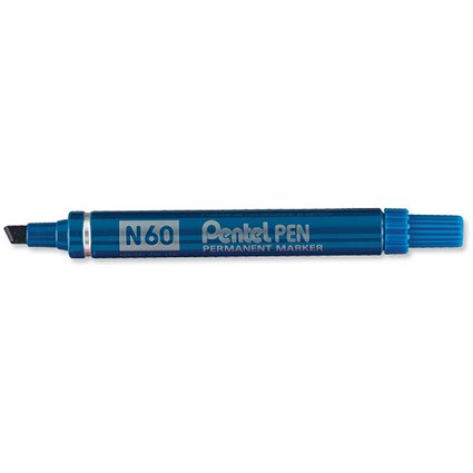 Pentel N60 Permanent Marker Chisel Tip Max.6mm Line Blue [Pack 12]
