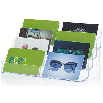 Desktop Business Card Holder / 8 Pockets / Clear