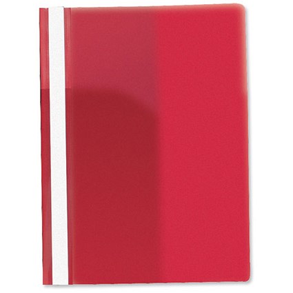 Rexel Data Flat File PVC with Title Strip and Full Back Pocket A4 Red [Pack 25]