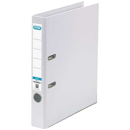 Elba A4 Mini Lever Arch Files, PVC, 50mm Spine, White, Pack of 10