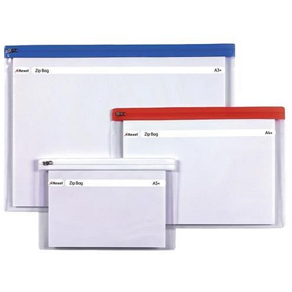 Rexel Active Heavyduty A3 Zip Filing Bag / Assorted Seal / Pack of 5