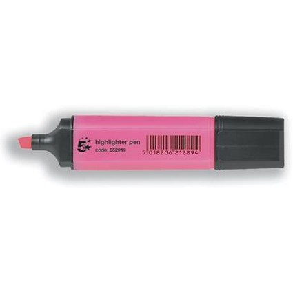 5 Star Highlighters Chisel Tip 1-5mm Line, Pink, Bulk Pack of 144