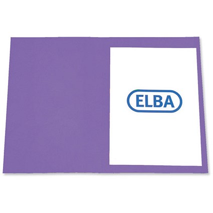 Elba Bright Folder Square Cut Recycled Heavyweight 290gsm Foolscap Purple Ref 100090143 [Pack 25]