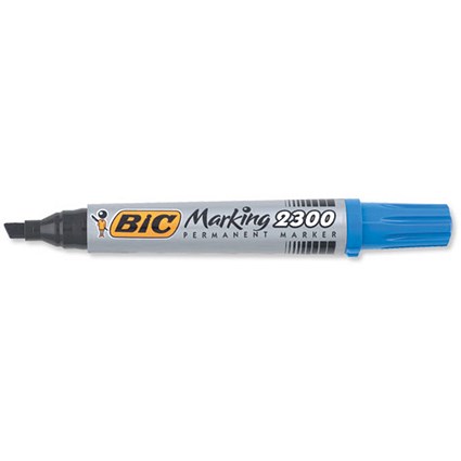 Bic Marking 2300 Permanent Marker Chisel Tip Line Width 3-5.5mm Blue [Pack 12]