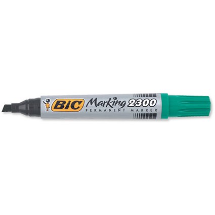 Bic Marking 2300 Permanent Marker Chisel Tip Line Width 3-5.5mm Green [Pack 12]
