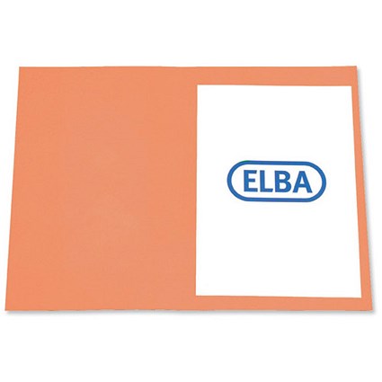 Elba Bright Folder Square Cut Recycled Heavyweight 290gsm Foolscap Orange Ref 100090272 [Pack 25]