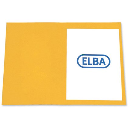 Elba Bright Folder Square Cut Recycled Heavyweight 290gsm Foolscap Yellow Ref 100090275 [Pack 25]