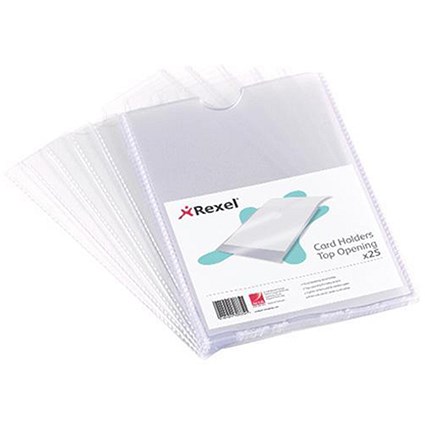 Rexel Card Holder / Nyrex / Open on Short Edge / 95x64mm / Pack of 25