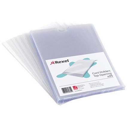 Rexel Card Holder / Nyrex / Open on Short Edge / 127x76mm / Pack of 25
