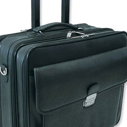 Masters Business Laptop Overnight Case Foldaway Leather-look Wheeled W420xD190xH380mm Black