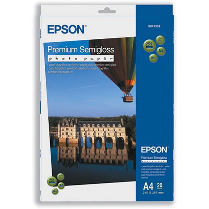 Epson A4 Semi-Gloss Premium Photo Paper / White / 251gsm / Pack of 20