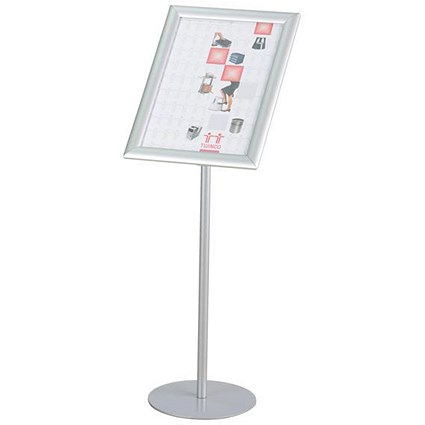 Twinco Literature Display Rotating Stand Snapframe A3 Silver - Offer Includes a FREE Pink Organiser
