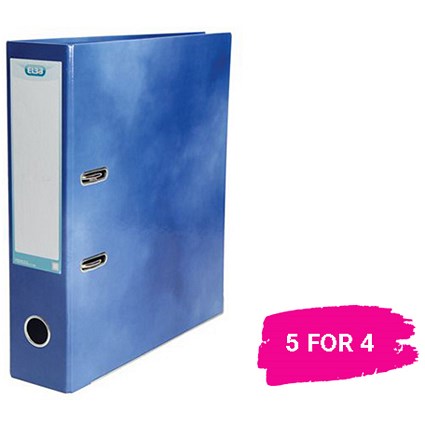 Elba A4 Lever Arch File / Laminated Gloss Finish / 70mm Spine / Blue / Buy 4 Get 1 Free