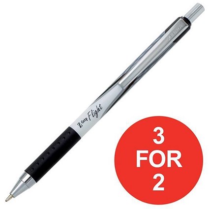 Zebra Z-Grip Flight Ball Pen / Medium / Black / Pack of 12 / 3 for the price of 2