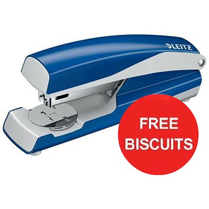 Leitz NeXXt Stapler / 3mm / 30 Sheet Capacity / Blue / Offer Includes FREE Biscuits