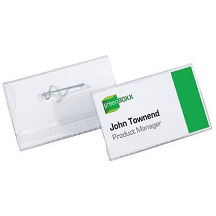 Durable Name Badge Set / Pin / 20 Badges / 40x75mm / 3 Insert Sheets