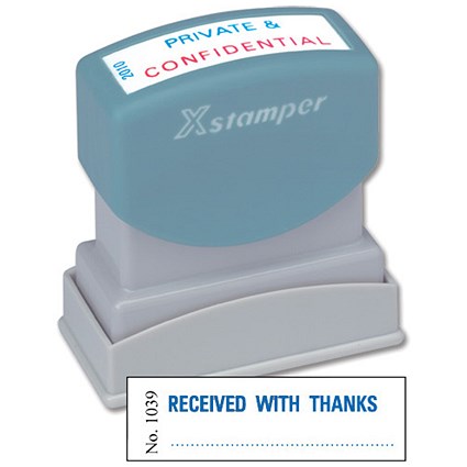 Xstamper Word Stamp Pre-inked Reinkable - Received With Thanks - W42xD13mm