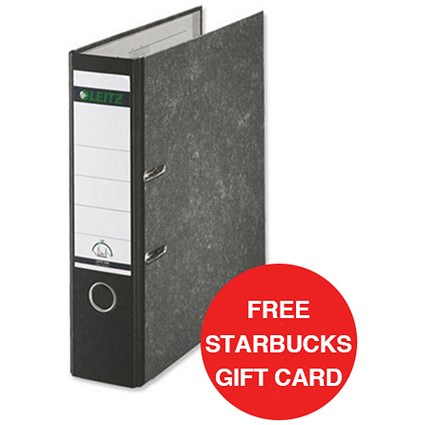 Leitz Standard A4 Lever Arch Files / 80mm Spine / Black / Pack of 10 / Offer Includes FREE £5 Starbucks Gift Card