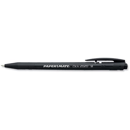 Paper Mate Click 2020 Ball Pen Retractable Medium Black [Pack 20]