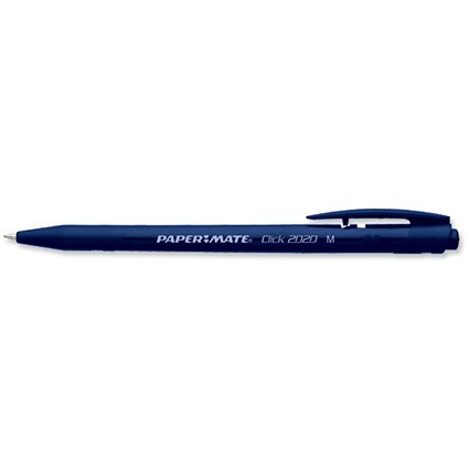 Paper Mate Click 2020 Ball Pen Retractable Medium Blue [Pack 20]
