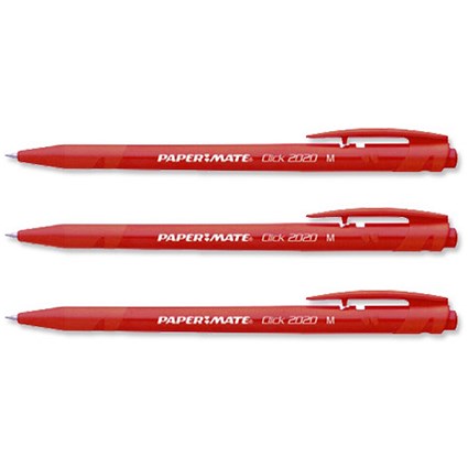PaperMate Click 2020 Ball Pen Retractable Medium Red [Pack 20]