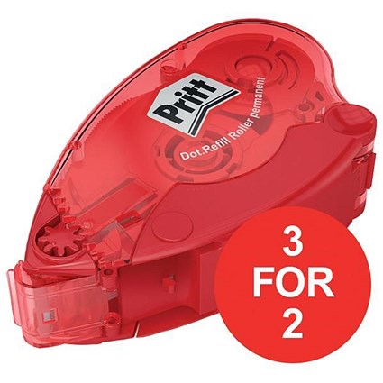 Pritt Glue-It Roller / Permanent Adhesive / Refillable Anti-glue / 3 for the Price of 2