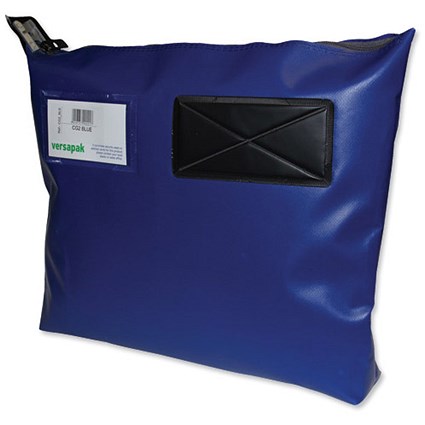 Versapak Mailing Pouch Gusseted Bulk Volume Sealable with Window PVC 380x340x75mm Blue Ref CG2 BL