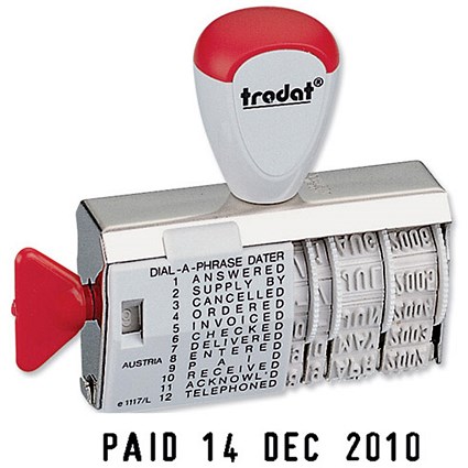 Trodat 1117 Dial-A-Word Line Dater Stamp - Single-line