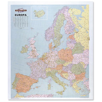 Map Marketing Europa Political Map Unframed 63 Miles to 1 inch Scale 109x93cm