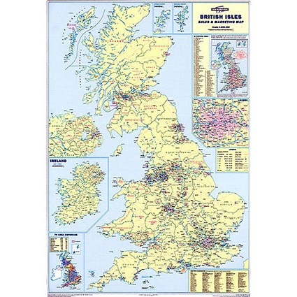 Map Marketing Sales and Marketing Map Unframed 12.5 Miles to 1 inch Scale W830xH1200mm